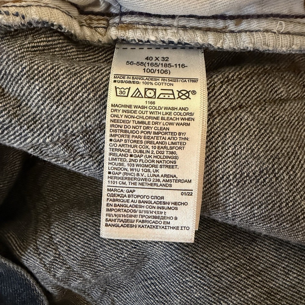 Gap Straight Fit Blue Jeans Men's Dark Wash Fits 38x30 Cotton Denim Pants - Picture 3 of 11